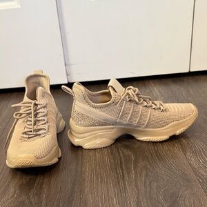 Target Mad Love Tan Rhinestone Knit Sneakers - Size 7.5